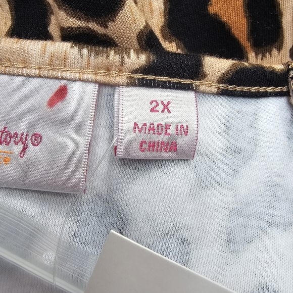 NWT Quacker Factory Leopard Print Top With Rhinestone Pocket, Long Sleeves, 2X - Picture 7 of 13